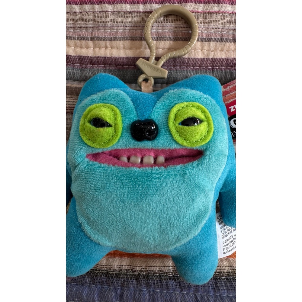 Zuru‎ Fuggler Funny Ugly Monster Blue Plush Keyring Clip On Keychain 2024 NEW